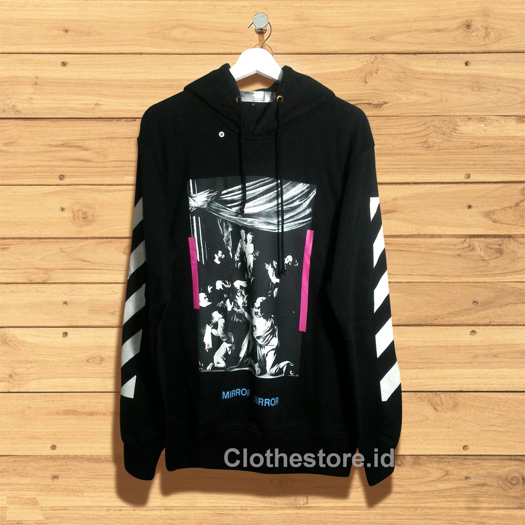 1310 JAKET HOODIE VIRGIL ABLOH OFF WHITE CARAVAGGIO FAMILY PINK WHITE BLACK