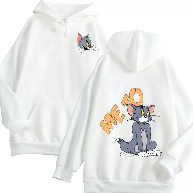 JAKET SWEATER KARTUN TOM AND JERRY ONLY YOU AND ME TO PREMIUM TRIFT PRIA WANITA TRENDY