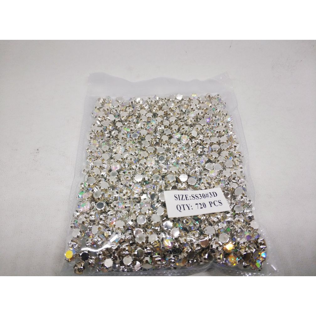 Diamond Cangkang / Permata Cangkang &quot;3D&quot; ss30 5 gross Putih, Putih AB