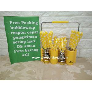 Packing Bubblewrap  Sendok Set Motif Kotak Vicenza V 240C  kuning  Terlaris