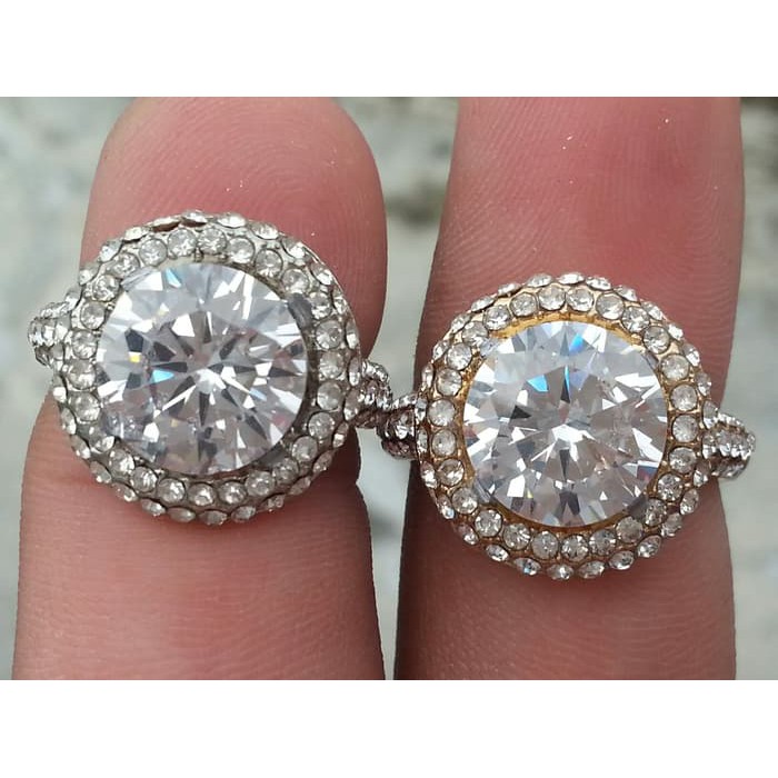 Cincin Batu Permata American Diamond Sintetis Ladies / Wanita