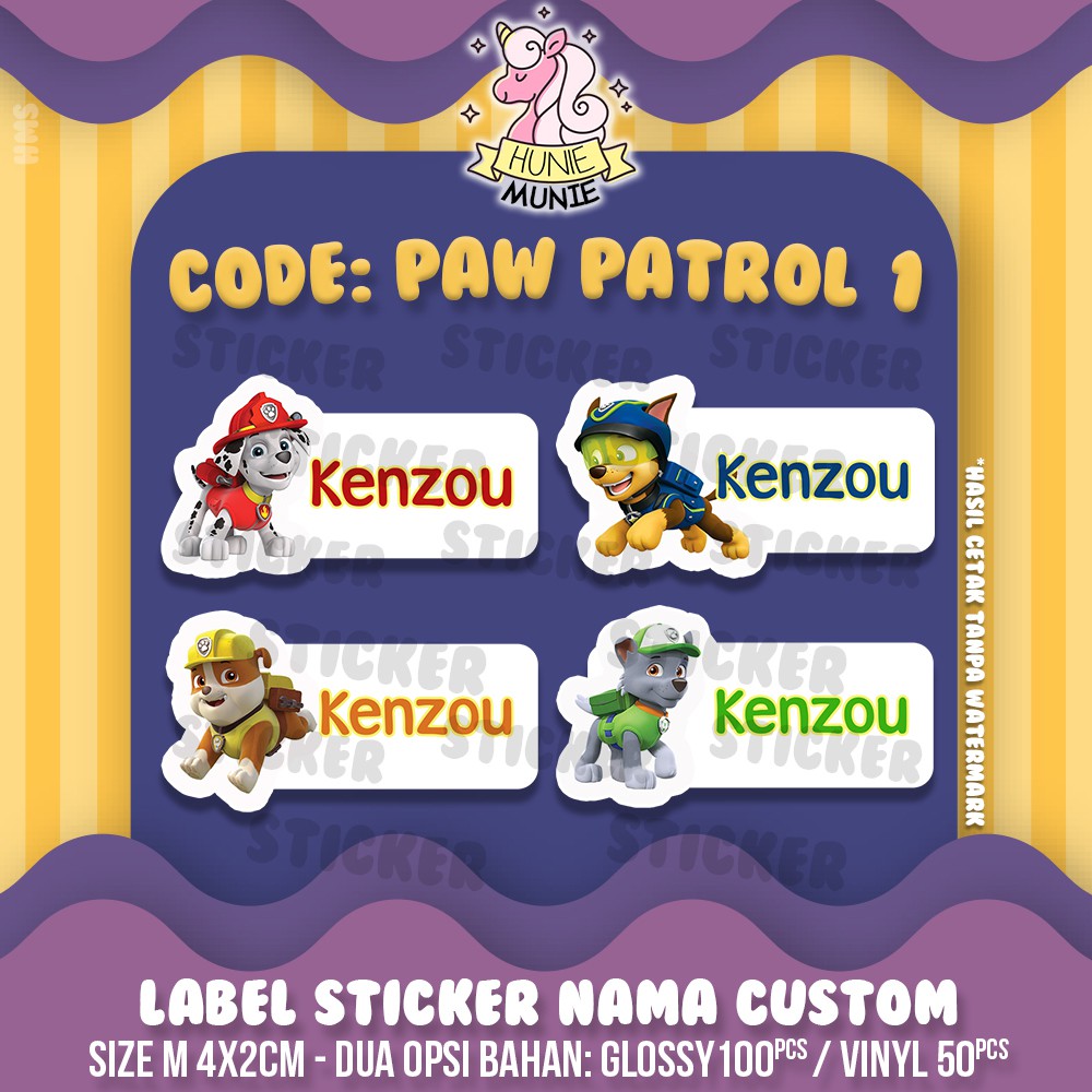

Sticker Label Nama Custom - Paw Patrol (100pcs+) Stiker