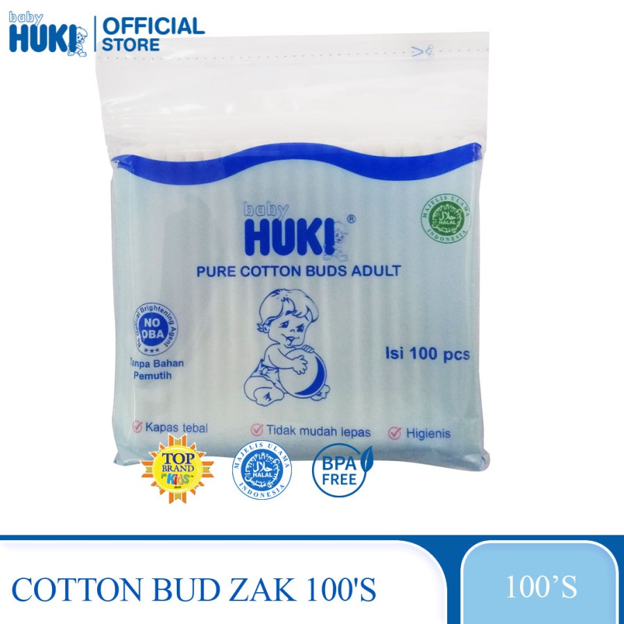 Baby Huki Pure Cotton Buds Adult / Dewasa 100 Pcs