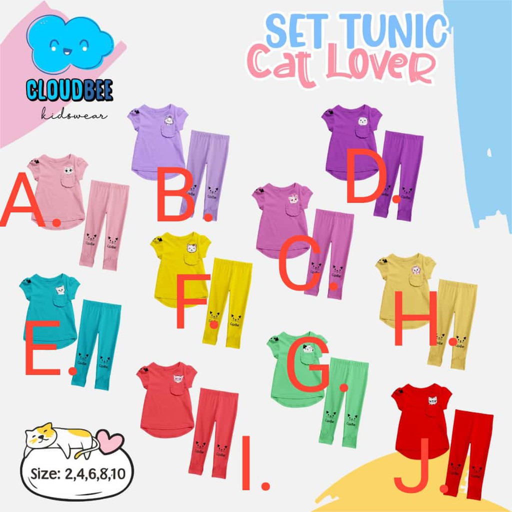 Cloudbee set tunic edisi Cat Lover