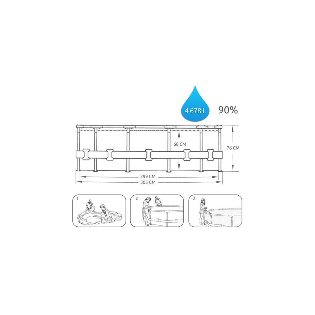 BESTWAY 56408 KOLAM STEEL PRO MAX BULAT + FILTER 305 X 305 X 76CM