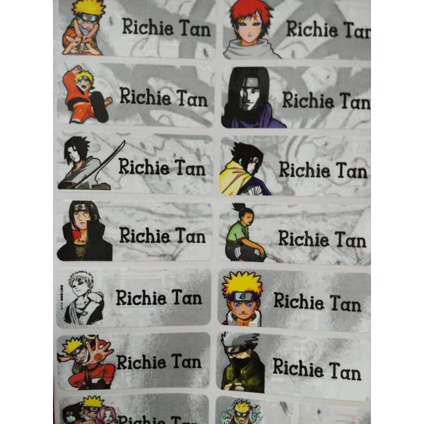 

Naruto Sticker Label Nama Waterproof Anti Air motif anak cowok Sticker Anime