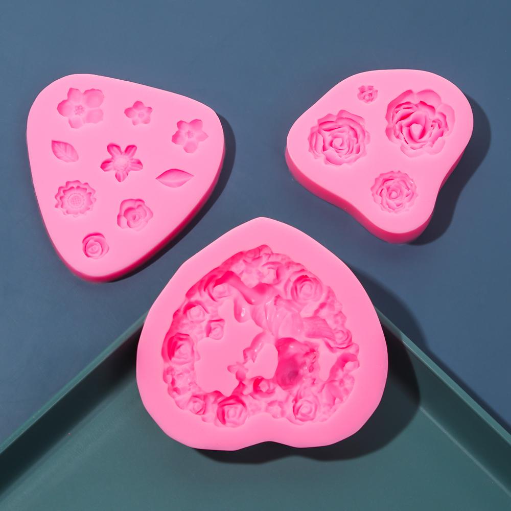 R-flower Cake Cetakan Silikon Jelly Puding DIY Love Rose Valentine Day Baking Mold