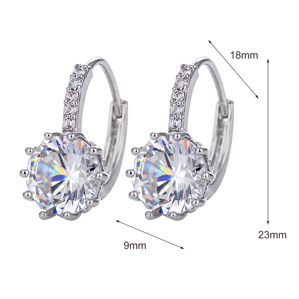 Hu Hu Hu Hu Hu Alat Bantu Pasang Kacamata♡ 1 Pasang Anting Bentuk Bulat Kecil Bahan Metal Hias Cubic Zirconia Untuk Wanita