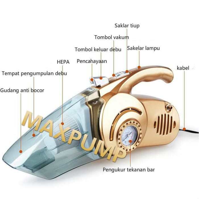 Penyedot Debu Mobil Portable dengan Pressure Tester 4IN1 VACUM CLEANER