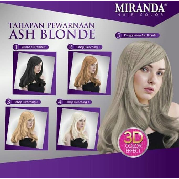 Miranda ash blonde hair color hasil tanpa bleaching
