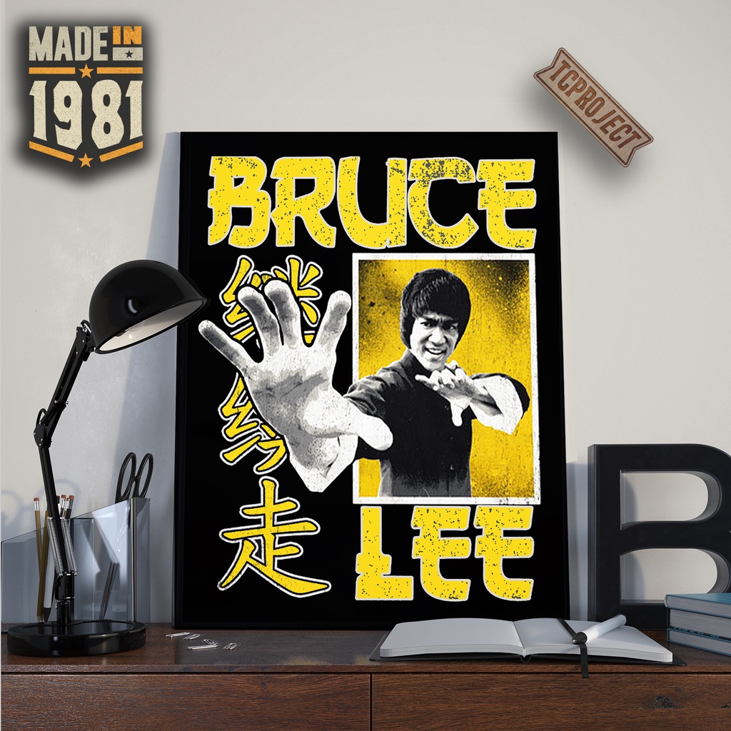 Poster Bruce Lee Dragon Film - Poster Kayu - Hiasan Dinding