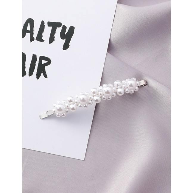 LRC Jepit Rambut  Fashion Silver Color Full Artificial pearl Decorated Hair Clip F05305