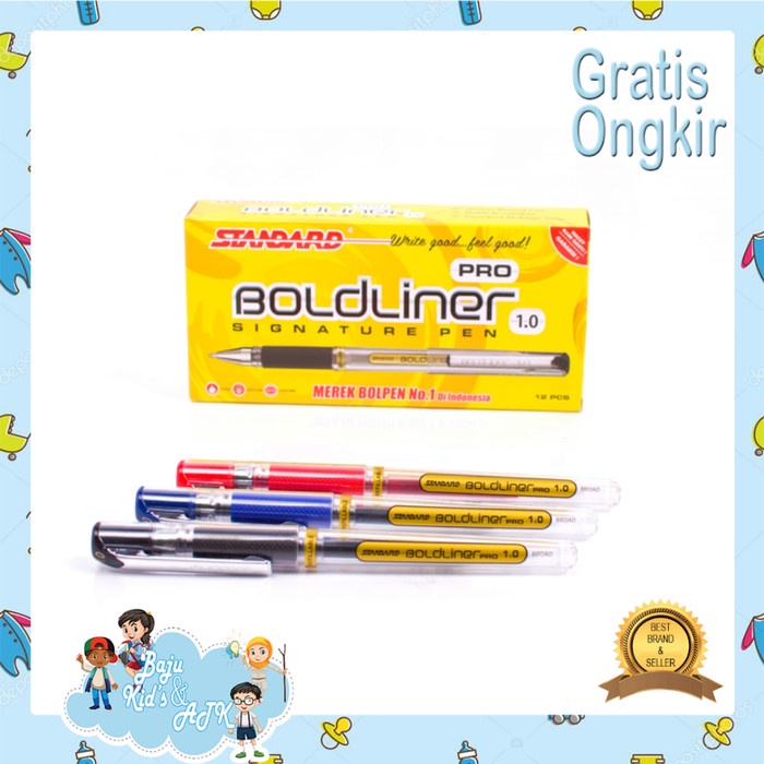 

Pulpen Gel Standard Boldliner Pro 1.0 mm (12pcs) - Hitam