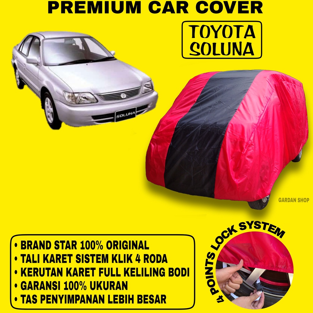 Body Cover TOYOTA SOLUNA MERAH HITAM Penutup Bodi Mobil Toyota Soluna Waterproof PREMIUM