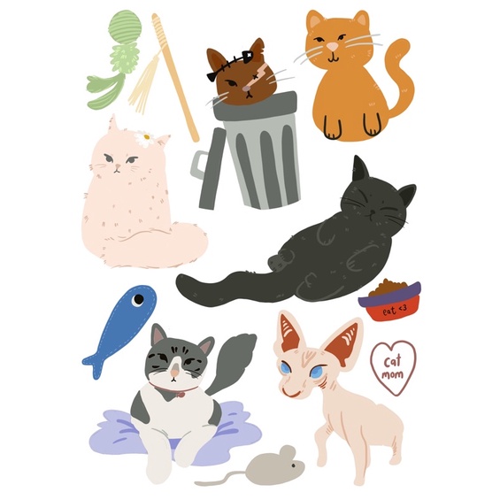 

sticker sheet kucing