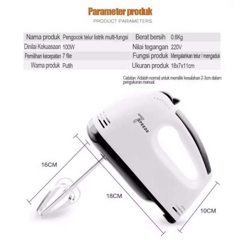 Scarlett Mixer Tangan Listrik 7 Speed Kecepatan Hand Mixer Pengocok Adonan Kue Telur