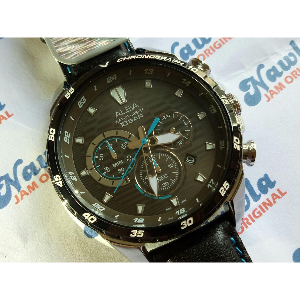 Alba Quartz AT3C27X1 Chronograph Leather - Jam Tangan Pria AT3C27