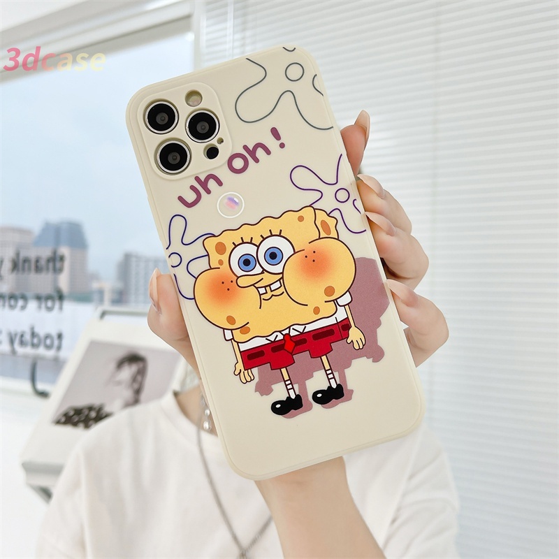 Cute Cartoon SpongeBob Patrick Star Phone Case Untuk Compatible For IPhone 13 12 11 pro max 12 13 mini 6 7 6S 8 Plus X XR XSMAX Se 2020 6SPlus 7Plus 6Plus 8Plus XS A16 A15 A7 A5S Y20 Y12 Couples Straight Cube Soft Case