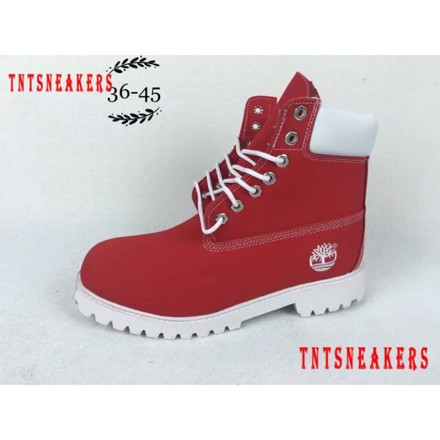 sepatu boots pria wanita timberland salju dingin winter sol tebal kulit suede merah limited edition