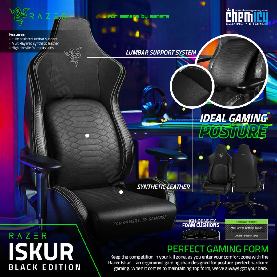 Razer Iskur Black Edition Gaming Chair / Kursi Gaming