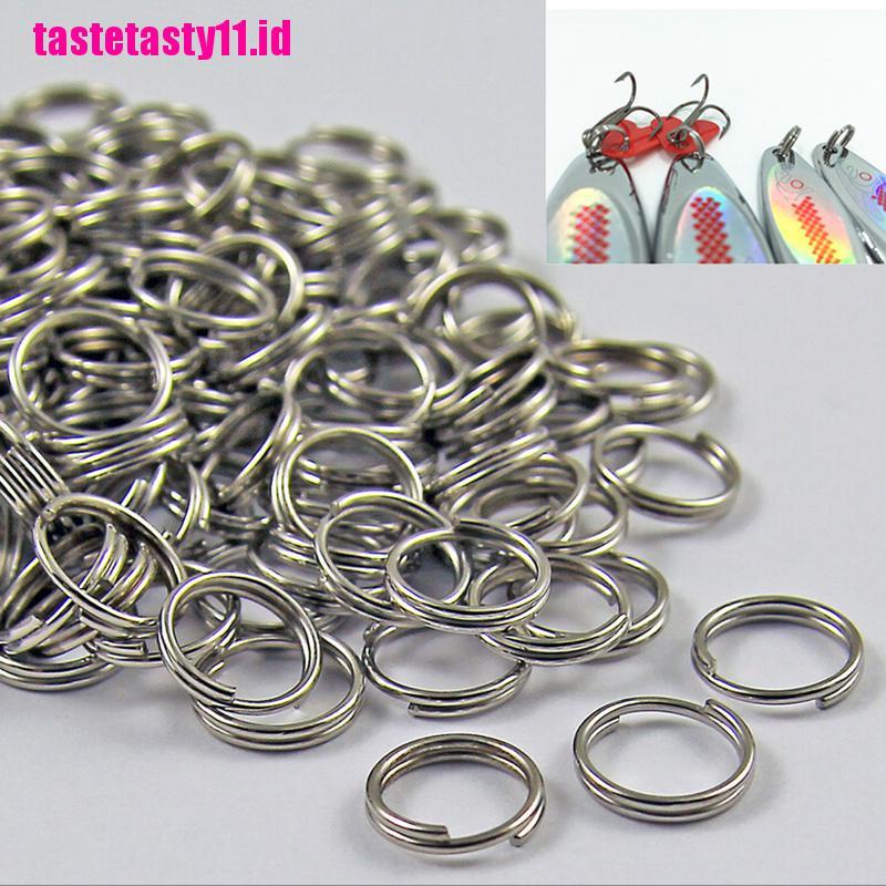 50 / 100X Split Ring Kosong Bahan Stainless Steel Untuk Umpan Pancing