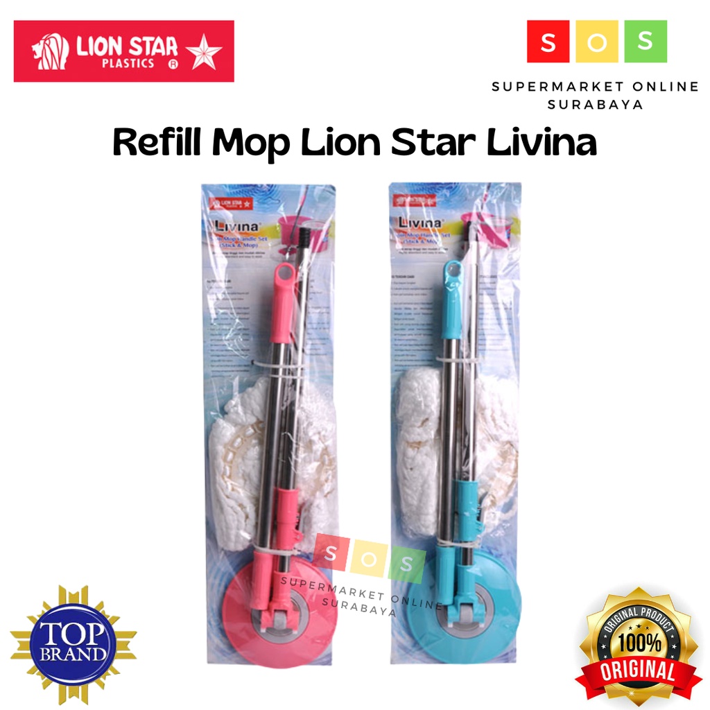 Tongkat Refill Gagang Pel Livina Spin Mop Handle Set Lion Star BM-51