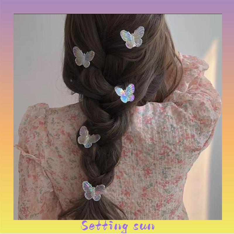 Butterfly Jepit Rambut Bentuk Kupu-Kupu Warna-Warni Bahan Metal Untuk Anak Perempuan TN