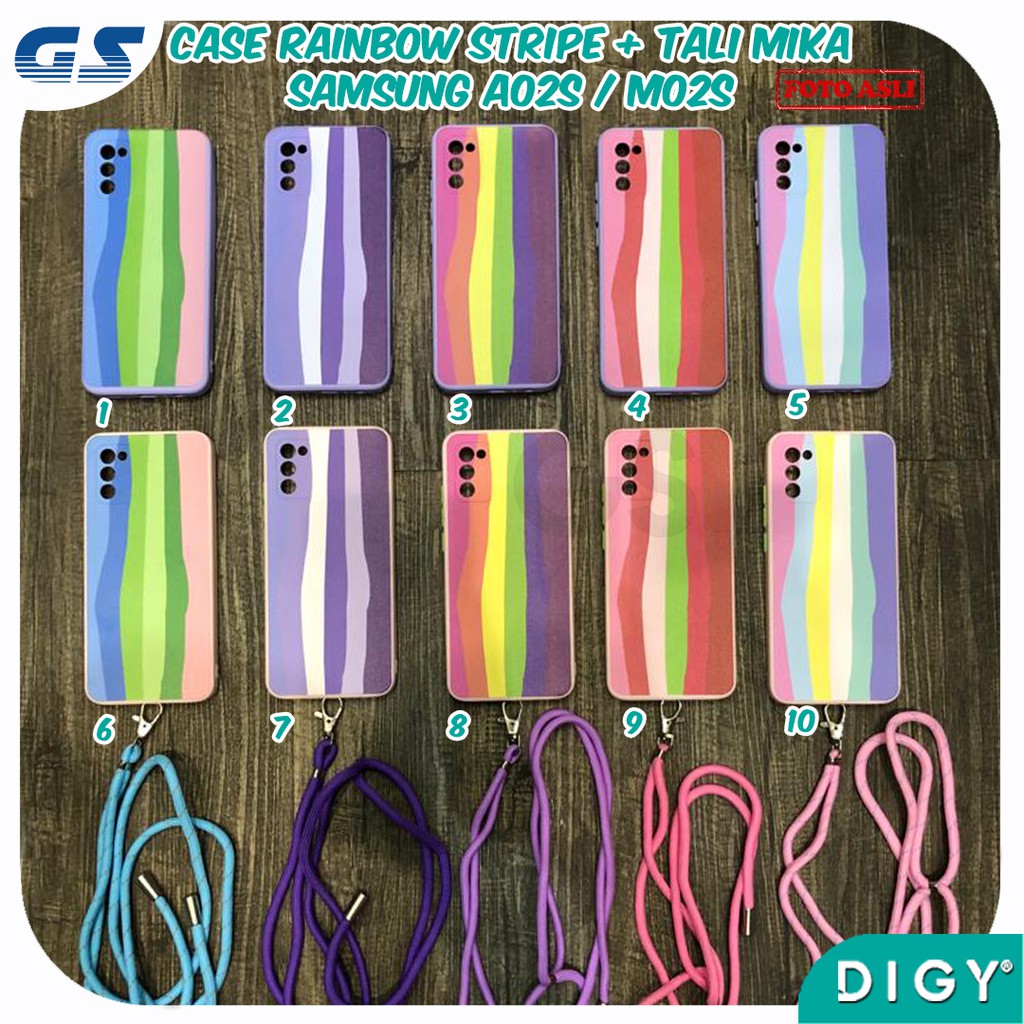 Softcase Tali Slingcase Lanyard Rainbow SAMSUNG A32 4G A02S M02S  OPPO A53  XIAOMI POCO M3 X3