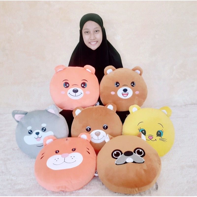 Boneka Bantal Kepala Karakter Hewan Lucu dan Imut Bahan Halus dan Lembut