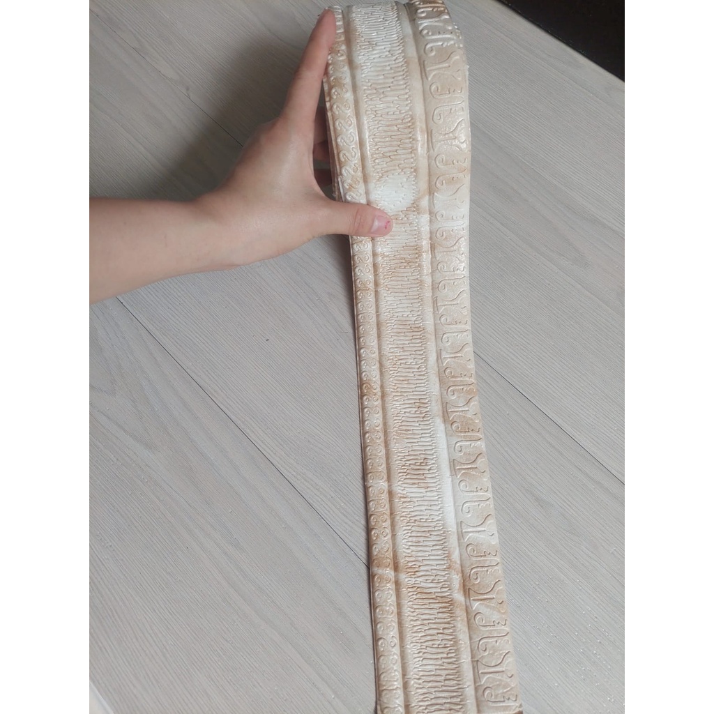WALLPAPER FOAM LIST DINDING WALLBORDER FOAM 3D STIKER UK 114CMX8CM 5MM-WHITE CREAM B 5MM