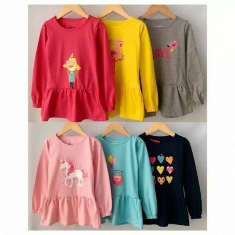 Mini Dress Smile Dress Mini Peplum Anak lengan Panjang