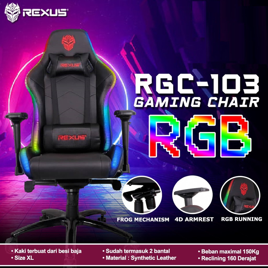 Kursi Gaming Rexus RGC 103 V2 RGB LED Gaming Chair