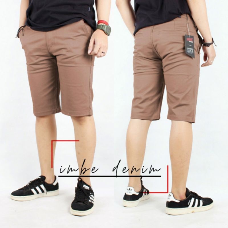 IMBE DENIM Celana chino pendek celana pria Celana chino pendek warna mocca art CPMD022