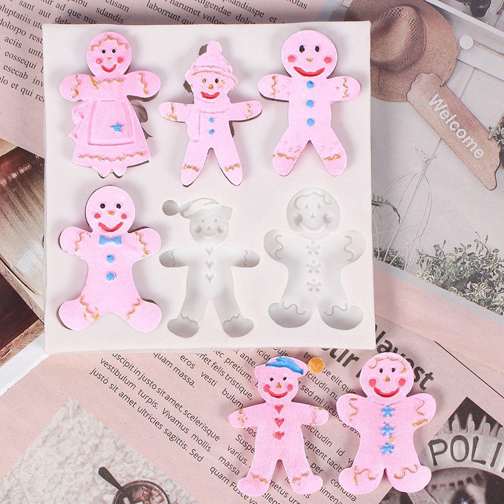 [Elegan] Cetakan Natal Dapur Baking 3D DIY Gingerbread Man Silikon Cetakan Coklat