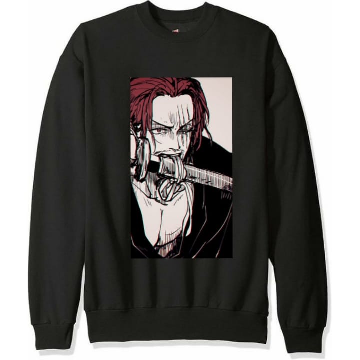 Sweater Shanks | Switer anime one piece kekinian | Crewneck hitam anime terbaru | Sweeter cowok terb