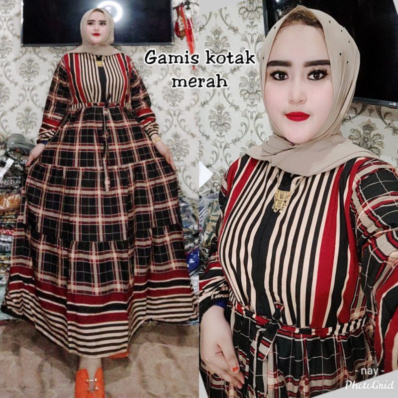 GAMIS KOTAK MERAH STANDAR &amp; JUMBO