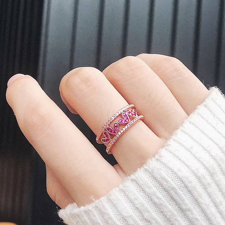 Cincin Korea Gold Plated Sangat cakep elegan CA012 Free Size Open Ring Love Cute