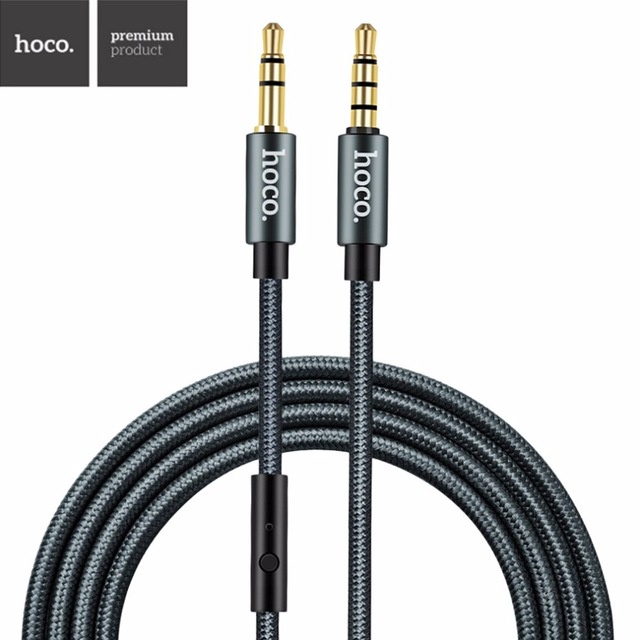 Hoco Kabel AUX 3.5mm Braided with Mic 1 Meter - UPA04 - Black