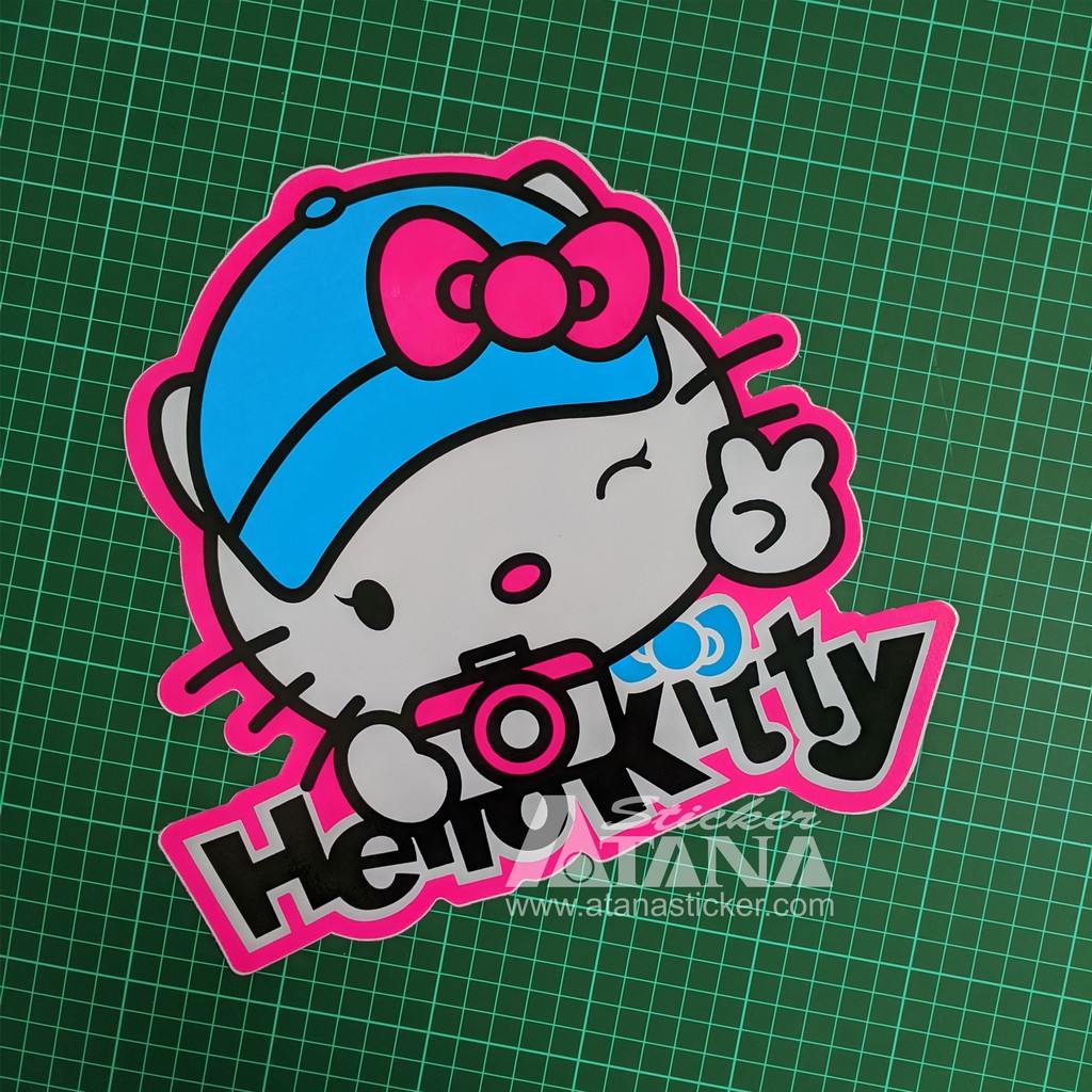 Stiker Printing Sablon Jumbo Vinyl Hello Kitty Kartun Anime Imut Cantik Motor Mobil Dinding Kaca