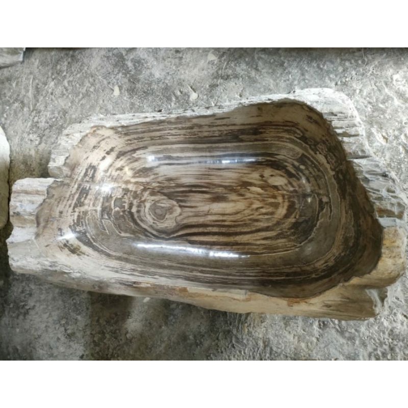 Wastafel Batu Fosil Kayu Ukuran 50 x 30 Cm