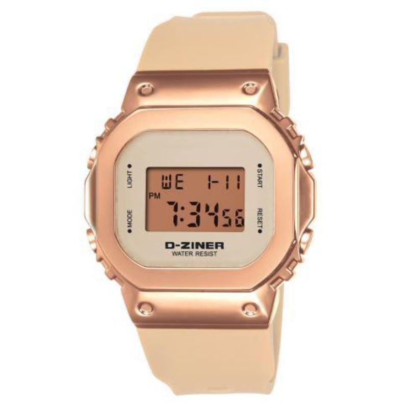 Jam tangan Original D-ZINER DZ 8300 Peach Digital model GS DW5600 box kaleng