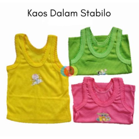 Singlet Bayi / Kaos Dalam Bayi/ Singlet Anak/ Kaos Dalam Anak, Murah Berkualitas Stabilo Enji S M L XL