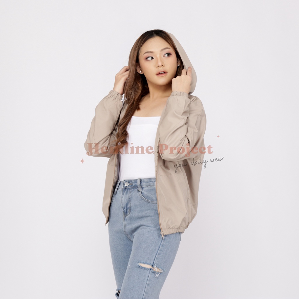 Aima Jaket Khaki - Jaket Parasut Hoodie Wanita