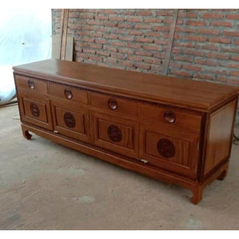 Bufet tv meja tv bufet hongkong kayu jati perhutani murah promo