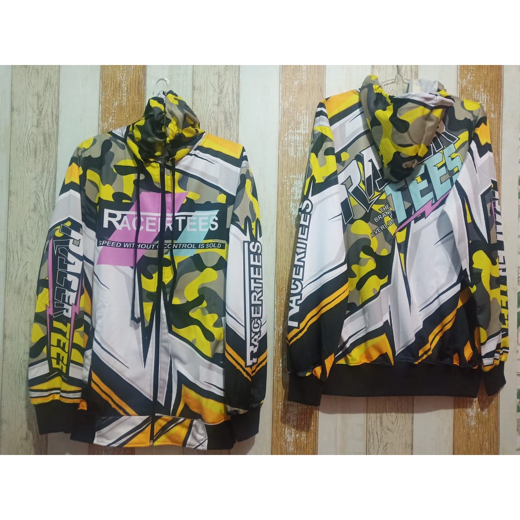 JAKET HOODIE RACING TEES LORENG ABU_JAKET RACING PRIA DAN WANITA TERLARIS