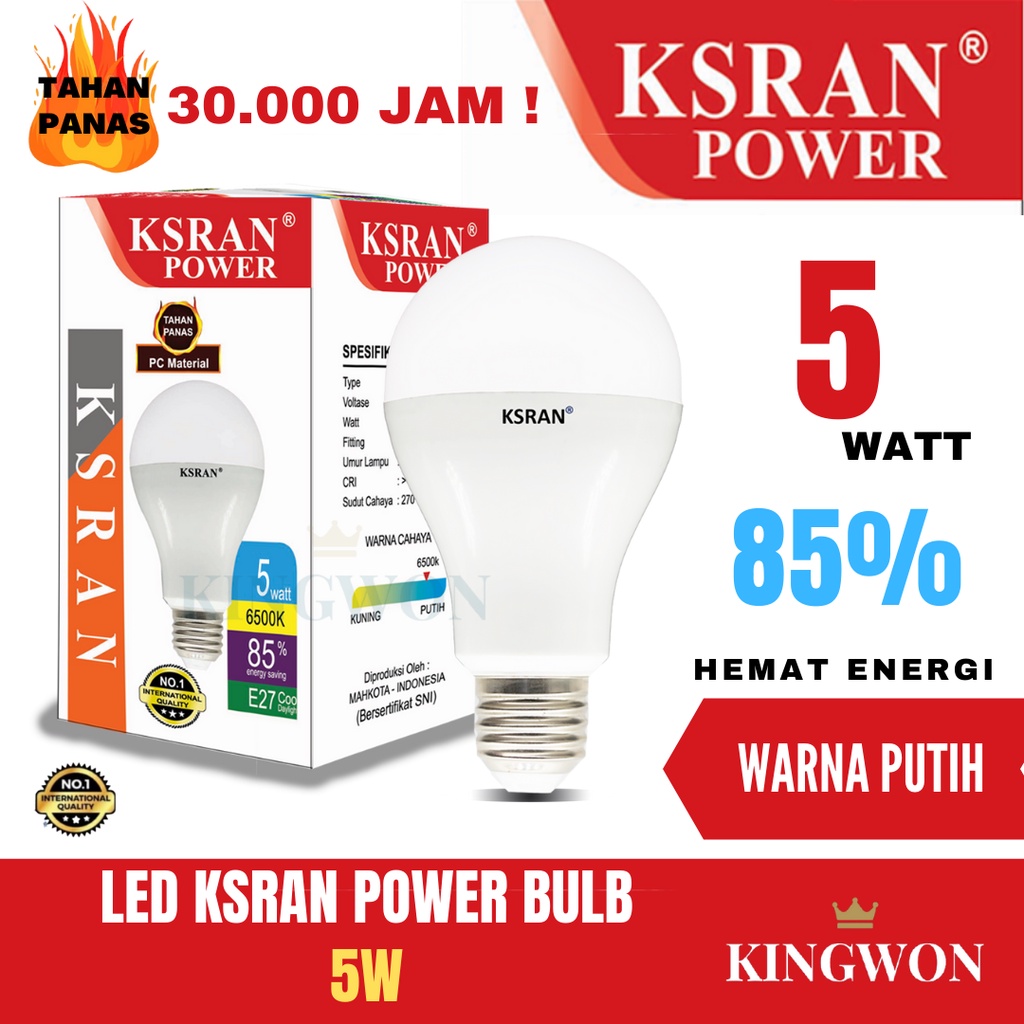 KSRAN Lampu LED 5 watt POWER - Putih BULB