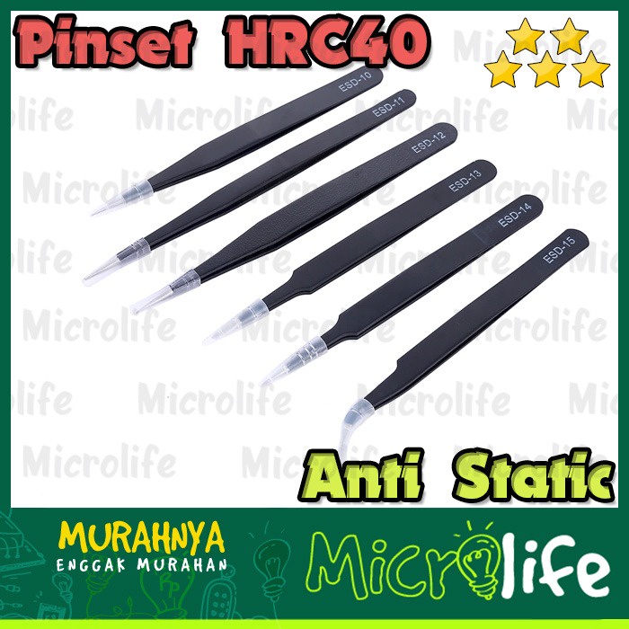 Pinset Tweezer HRC40 Anti Static Stainless Steel