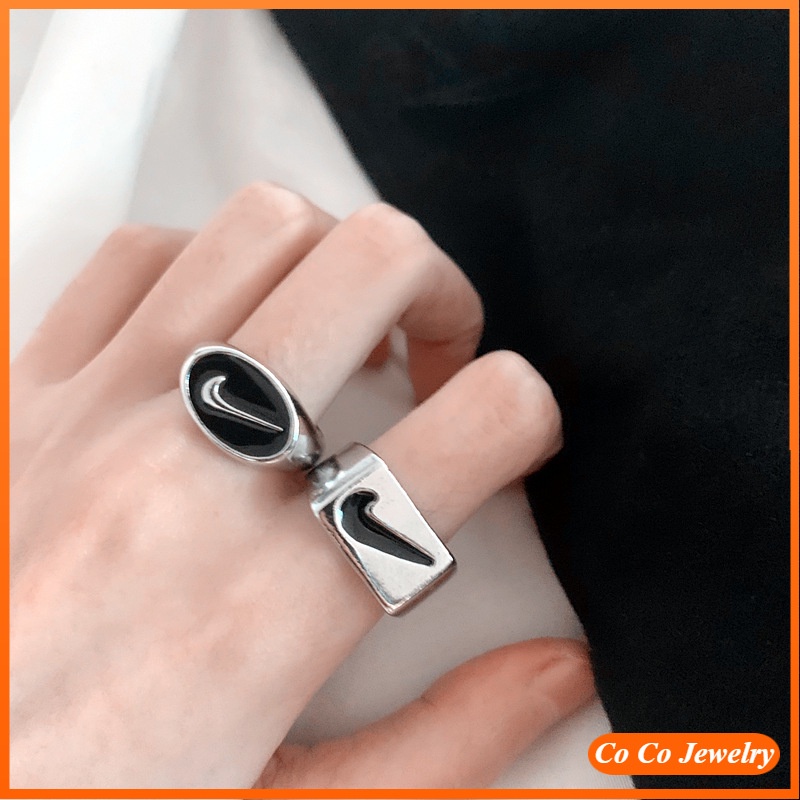 Cincin Jari Telunjuk Desain Simbol Gaya Hip Hop Gothic Untuk Pasangan