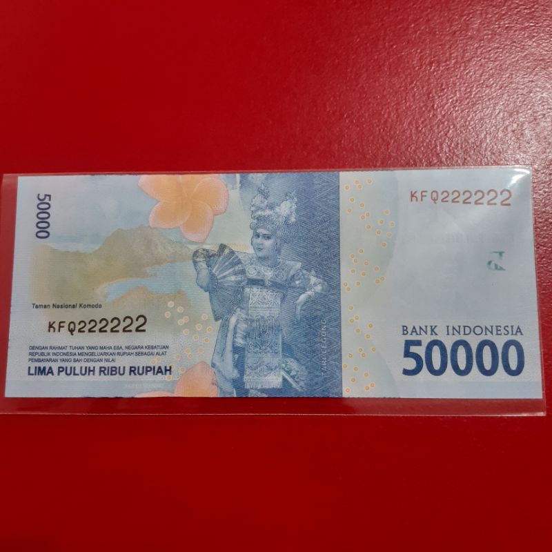 Uang Kertas Kuno 50000 Rupiah Tahun 2016, Nomor Cantik Solid 2