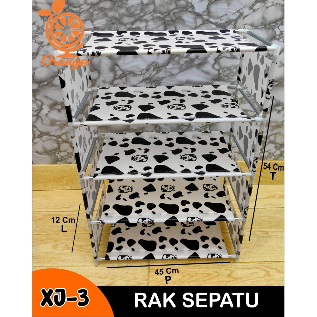 Rak Sepatu Portable Susun Serbaguna 5 Tingkat Rangka Besi Bongkar Pasang Rak Sepatu Portable Motif Lucu Polkadot Moo Rak Sepatu 4 Ruang Serbaguna